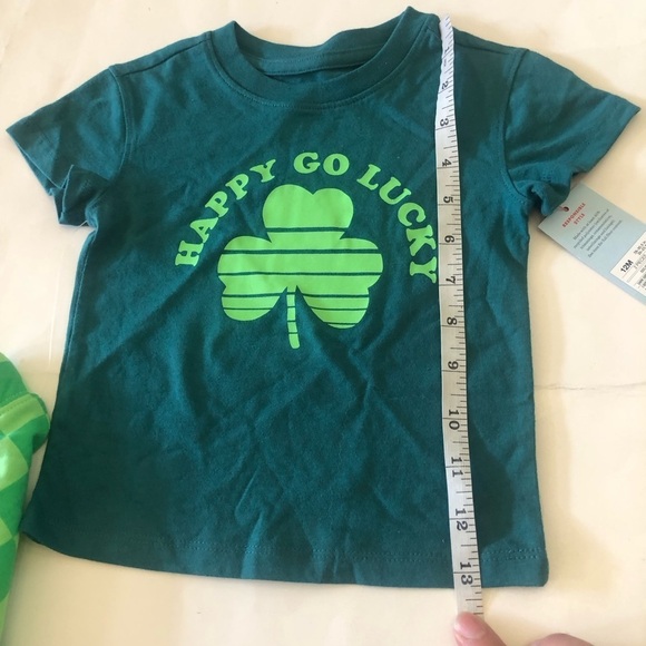 Cat & Jack Baby St.Patrick’s Shamrock Graphic Shirt Checkers Shorts Set Size 12M - Picture 7 of 11